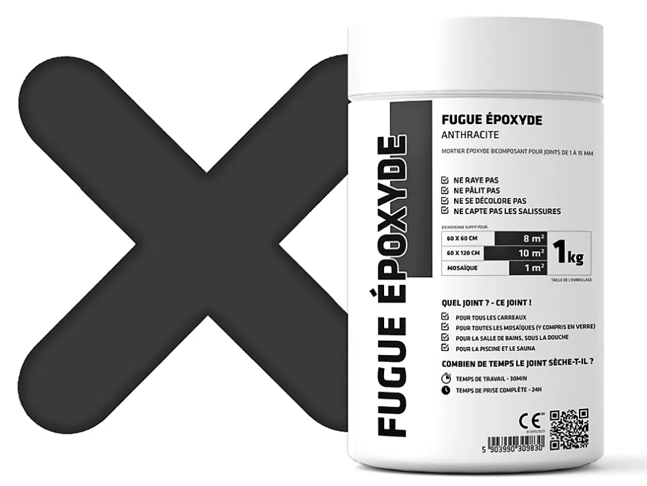 Mastic époxy bi-composant pour le remplissage des joints - Anthracite - 1Kg-Ilcom Best