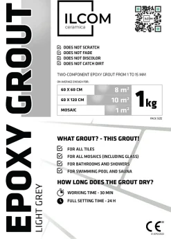 Ilcom Mastic époxy bi-composant pour le remplissage des joints - Gris - 1Kg