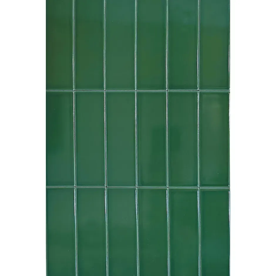 Lux Mosaic Mini Brick Ikon Lisse Green Série Revêtement Porcelaine Premium 5x15cm