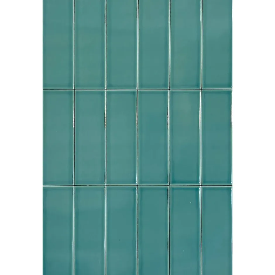 Mini Brick Ikon Lisse Teal Série Revêtement Porcelaine Premium 5x15cm-Lux Mosaic