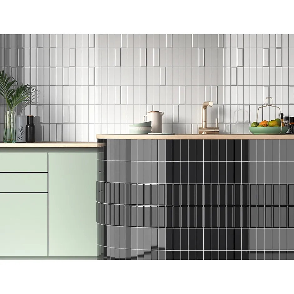 Mini Brick Ikon Pillow Black Série Revêtement Porcelaine Premium 5x15cm-Lux Mosaic Best