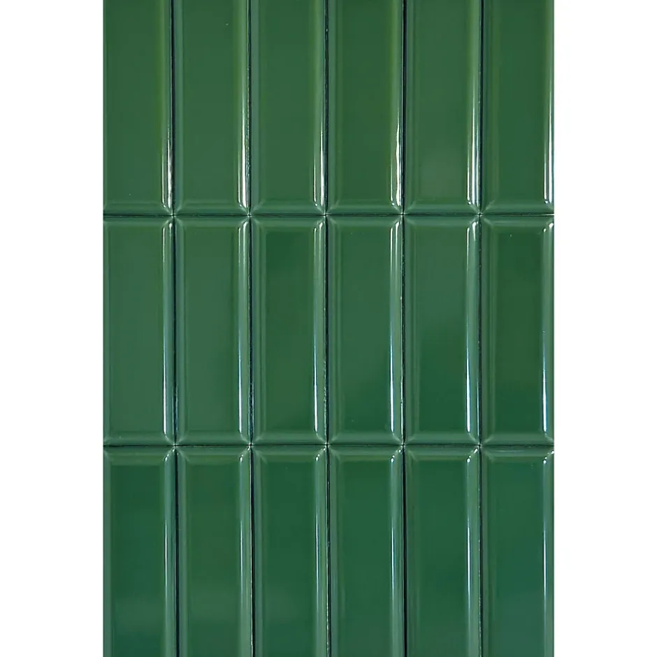 Lux Mosaic Mini Brick Ikon Pillow Green Série Revêtement Porcelaine Premium 5x15cm