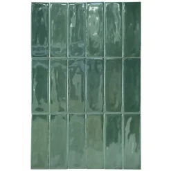Lux Mosaic Mini Brick Série Calpe Green Porcelaine Premium 5x15cm.