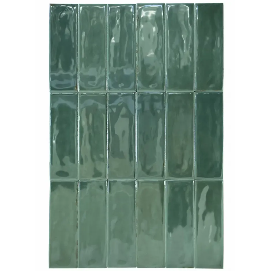 Lux Mosaic Mini Brick Série Calpe Green Porcelaine Premium 5x15cm.