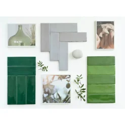Lux Mosaic Mini Brick Série Calpe Green Porcelaine Premium 5x15cm.