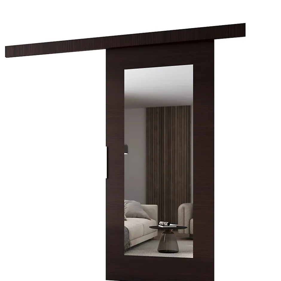 MINIO go for it , porte coulissante CLEAN I 76 cm portes de chambre, avec miroir, wengé