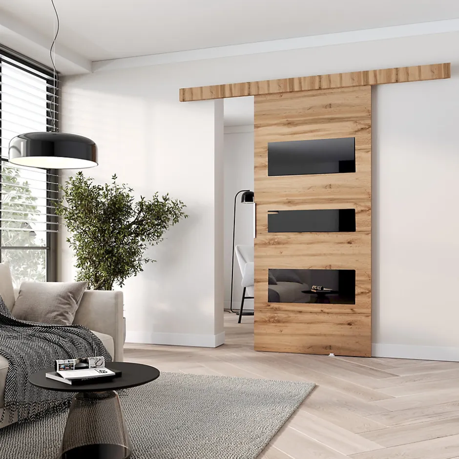 , porte coulissante CLEAN C 86 cm portes de chambre, Chêne Wotan-MINIO go for it New