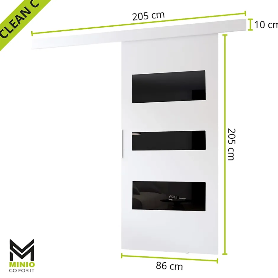 , porte coulissante CLEAN C 86 cm portes de chambre, Chêne Wotan-MINIO go for it New