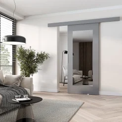 MINIO go for it , porte coulissante CLEAN I 76 cm portes de chambre, avec miroir, Gris