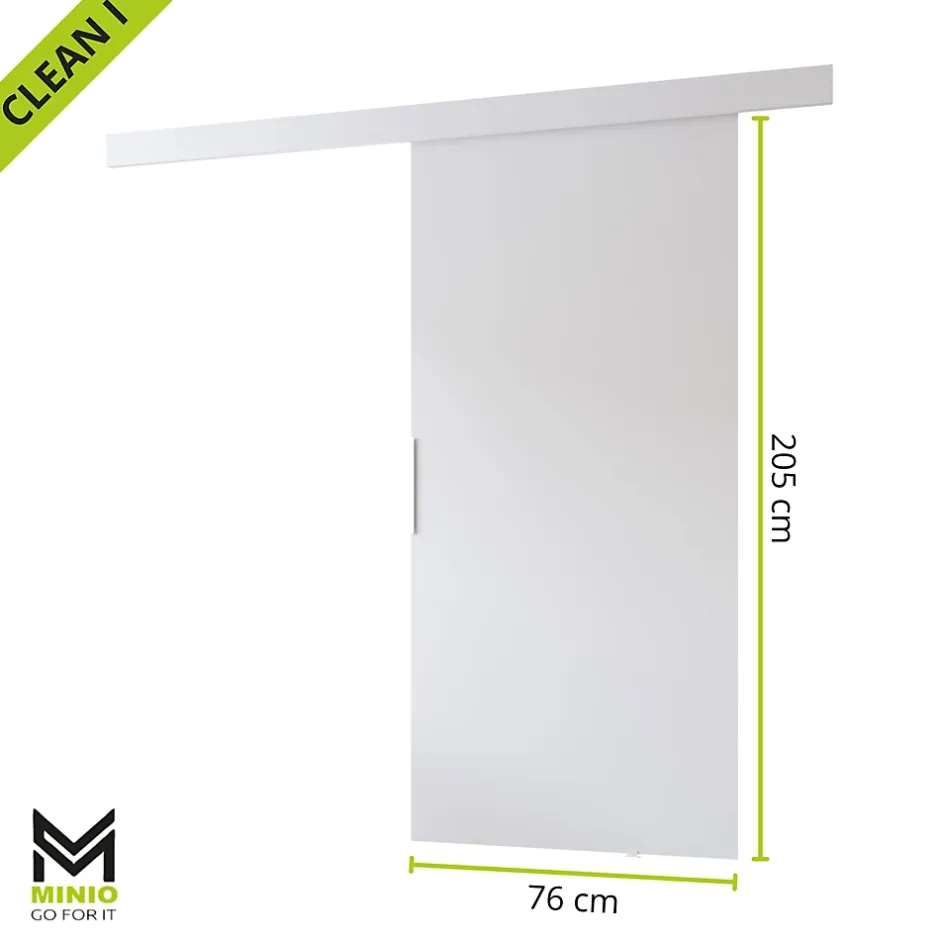 MINIO go for it , porte coulissante CLEAN I 76 cm portes de chambre, avec miroir, Gris