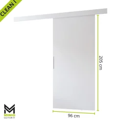 , porte coulissante CLEAN I 96 cm portes de chambre, avec miroir, Blanc-MINIO go for it Clearance