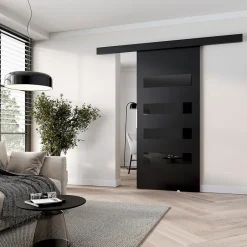 , porte coulissante PRIM F 106 cm, Noir / noir / éléments décoratifs-noir / poignée noire-MINIO go for it Outlet