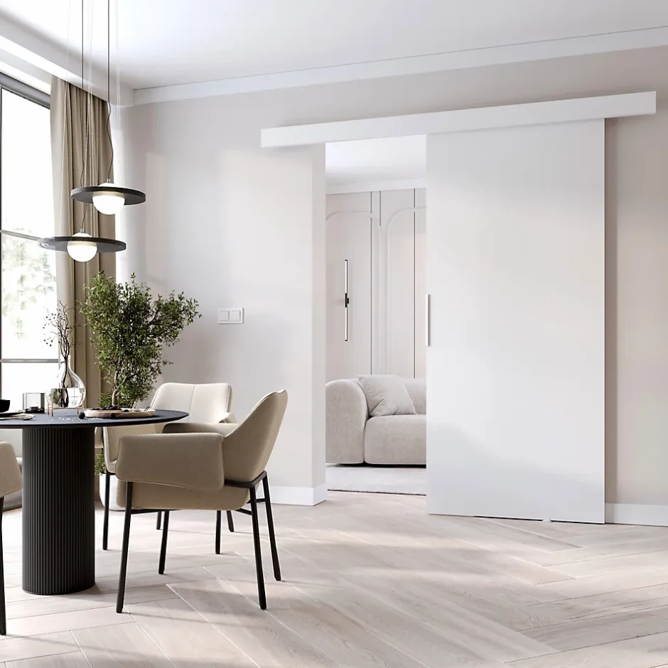 , porte coulissante CLEAN A 96 cm portes de chambre, Blanc-MINIO go for it Discount