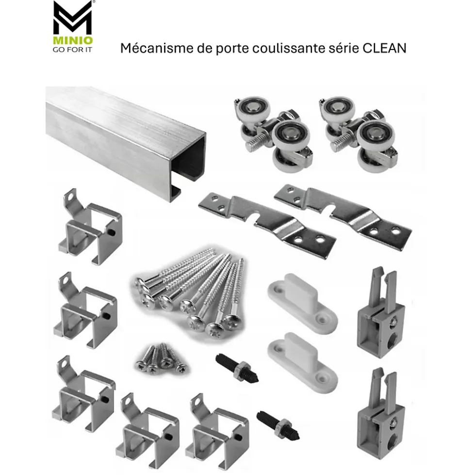 MINIO go for it , porte coulissante CLEAN I 76 cm portes de chambre, avec miroir, Noir