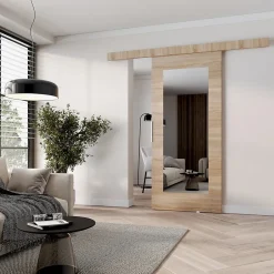 , porte coulissante CLEAN I 76 cm portes de chambre, avec miroir, Chêne Sonoma-MINIO go for it Sale