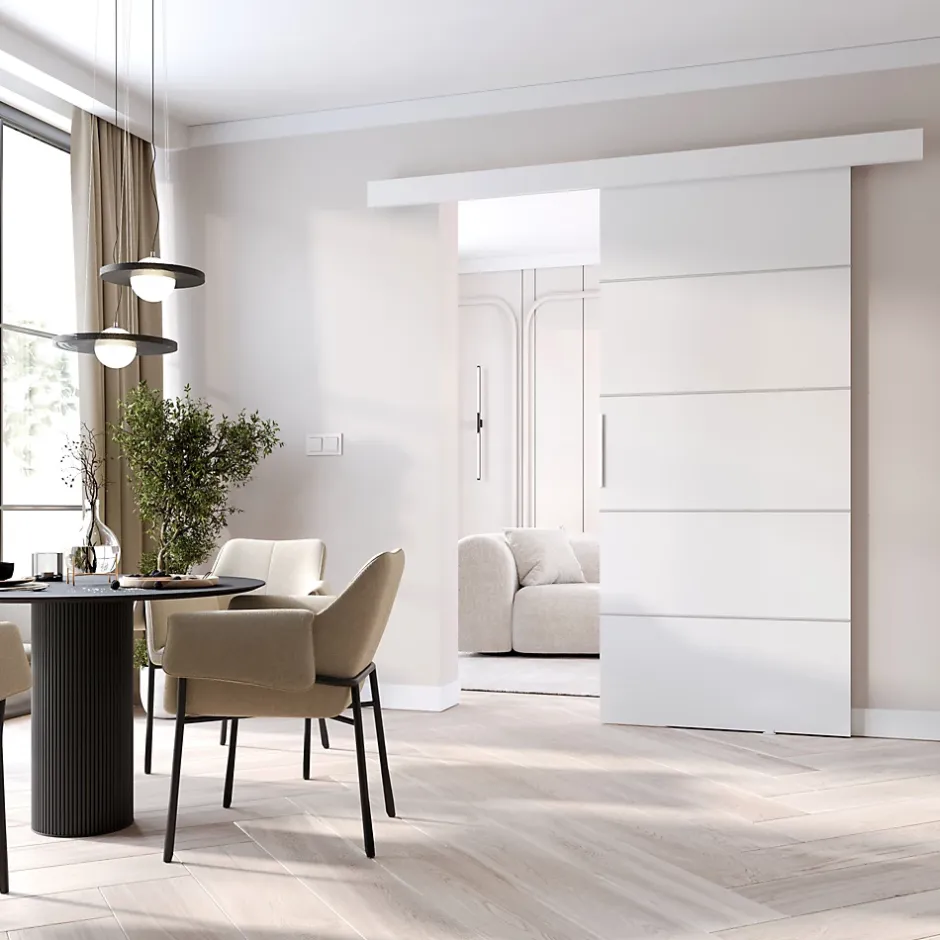 porte coulissante CLEAN B 86 cm Portes de chambre, Blanc-MINIO go for it Outlet