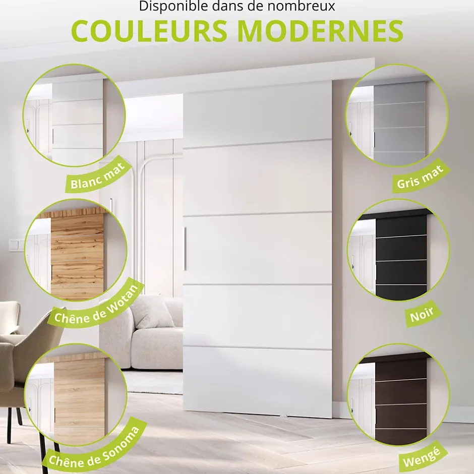 porte coulissante CLEAN B 86 cm Portes de chambre, Blanc-MINIO go for it Outlet