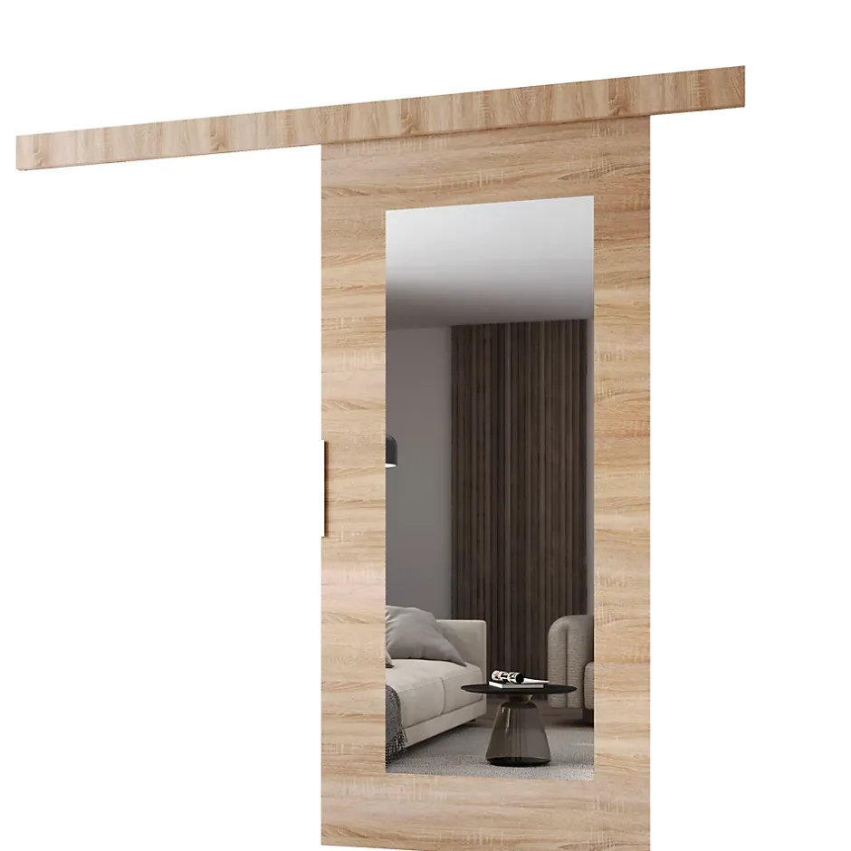 MINIO go for it , porte coulissante CLEAN I 86 cm portes de chambre, avec miroir, Chêne Sonoma