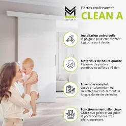 , porte coulissante CLEAN A 96 cm portes de chambre, Chêne Sonoma-MINIO go for it Sale