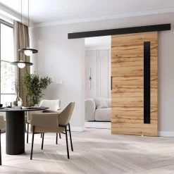 MINIO go for it , porte coulissante PRIM G 96 cm, Chêne Wotan / noir / éléments décoratifs-noir / poignée noire