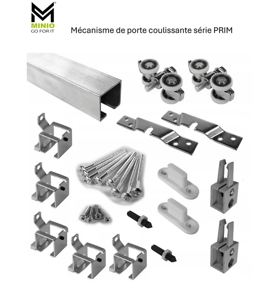 , porte coulissante PRIM A 106 cm, Poignée noire, Noir-MINIO go for it