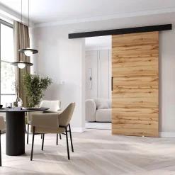 , porte coulissante PRIM A 76 cm, Poignée noire, Chêne Wotan / Noir-MINIO go for it Hot