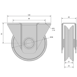 Monture à support extérieur pour portail coulissant - Galet 100 mm à gorge en V 21 mm - 200 kg-Slid’Up By Mantion Discount
