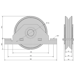 Slid’Up By Mantion Monture à support intérieur pour portail coulissant - Galet 120 mm à gorge en V 21 mm - 500 kg