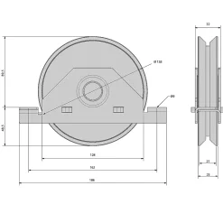 Monture à support intérieur pour portail coulissant - Galet 140 mm à gorge en V 21 mm - 550 kg-Slid’Up By Mantion Clearance