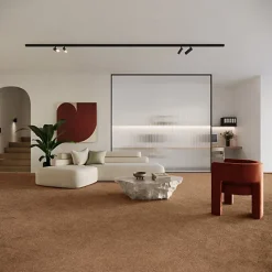 Décoweb Moquette en polyester recyclé - Re-cycle - Rouille terracotta - Rouleau de 4m x 10m