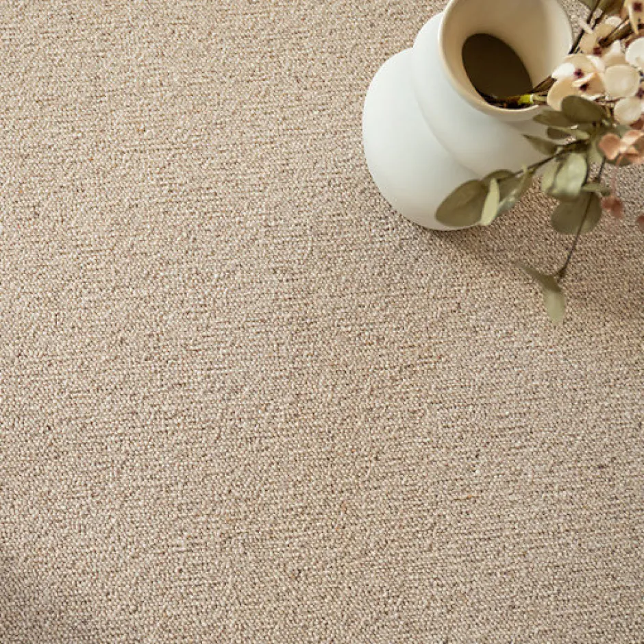 Moquette pure laine vierge bouclée - Mallow - Beige - Rouleau de 4m x 2m-Décoweb Hot