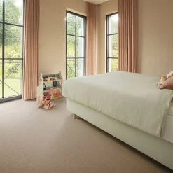 Décoweb Moquette pure laine vierge bouclée - Mallow - Beige - Rouleau de 4m x 1m