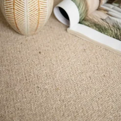 Moquette pure laine vierge bouclée - Mallow - Beige - Rouleau de 4m x 3m-Décoweb New