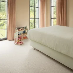 Moquette pure laine vierge bouclée - Mallow - Nude - Rouleau de 4m x 10m-Décoweb