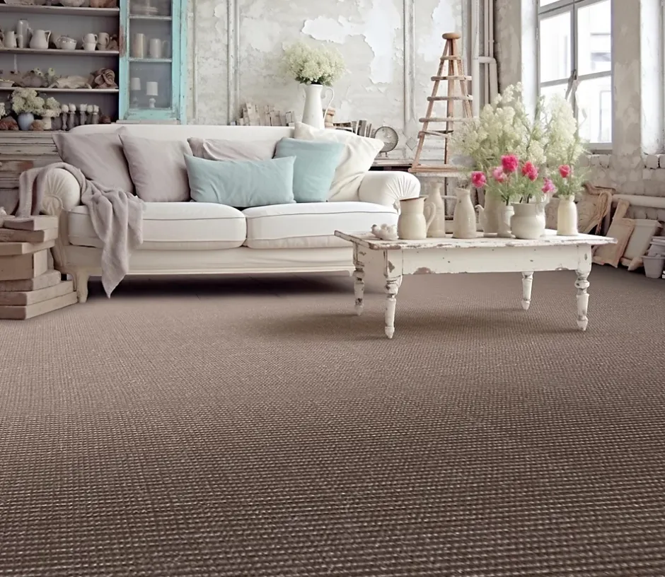 Moquette tissée à plat Sisal Abaca gris 4m (vendue à la coupe)