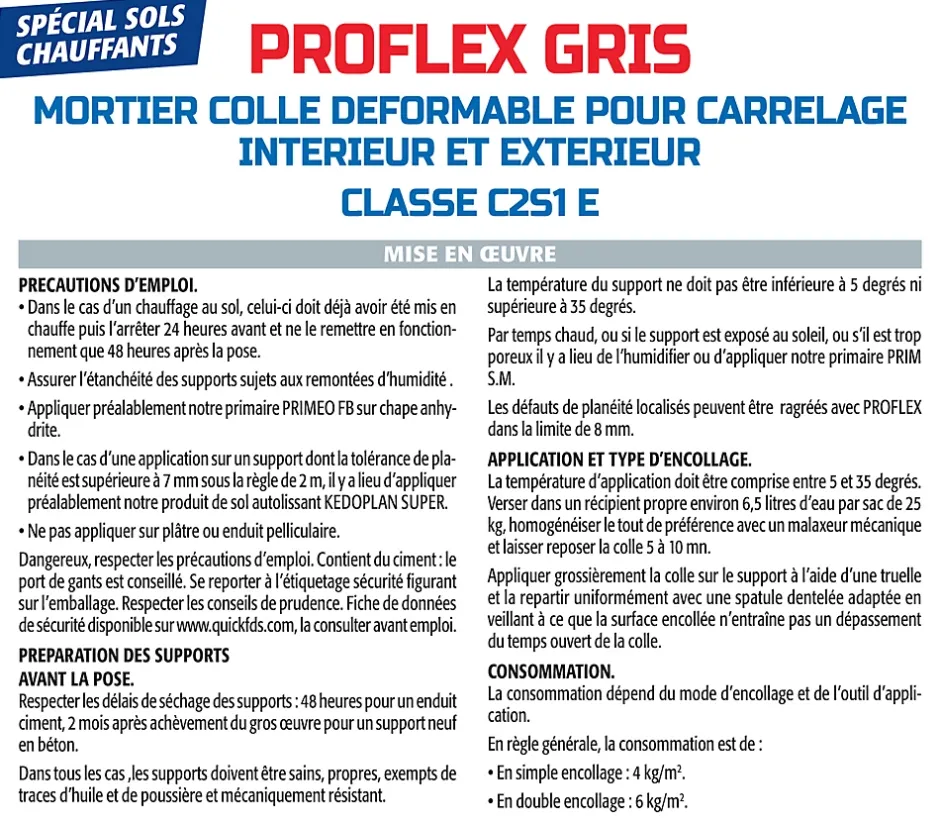 Semin Mortier Colle Déformable pour Carrelage Proflex Gris , Intérieur/Extérieur, sac de 25 kg (lot de 3)