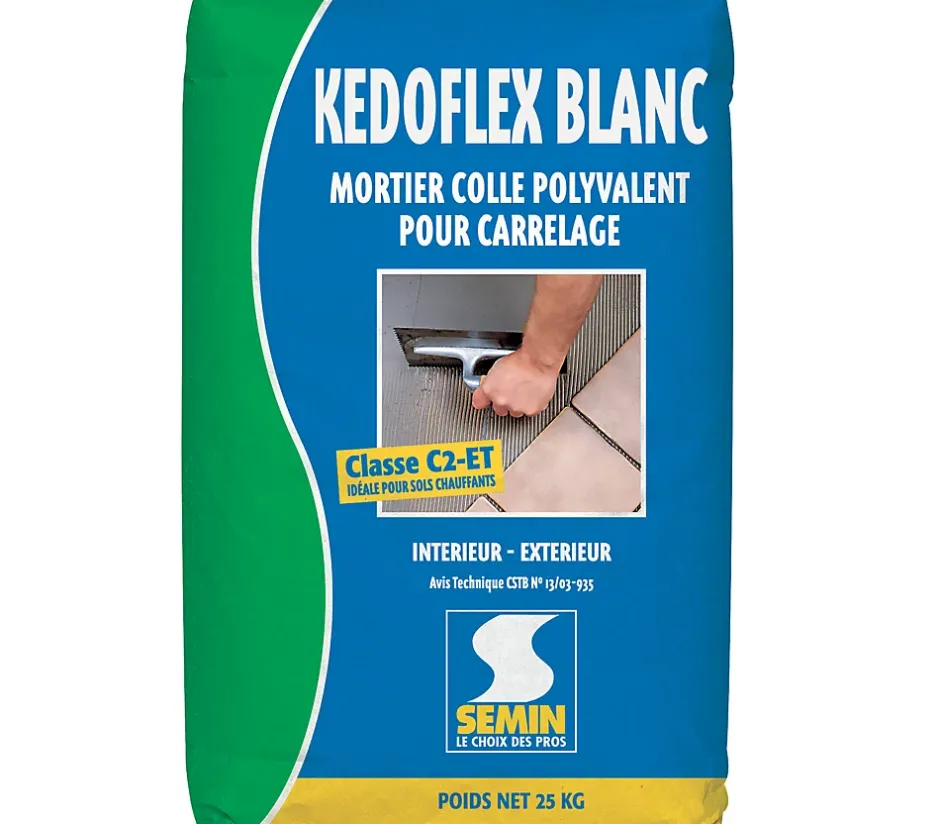 Mortier Colle Polyvalent pour Carrelage Kedoflex Blanc , Intérieur/Extérieur, sac de 25 kg-Semin Online