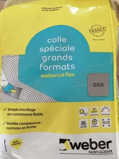 Weber Mortier colle pour carrelage COL FLEX intérieur et extérieur (C2S1 et EG) - Sac 5 Kg - GRIS