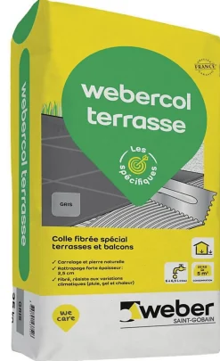 Weber Mortier- colle pour carrelage (C2E) COL TERASSE - Sac de 25 Kg - GRIS