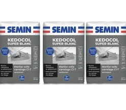 Semin Mortier Colle pour Carrelage Kedocol Super Blanc , Poudre, Intérieur, sac de 25 kg, lot de 2