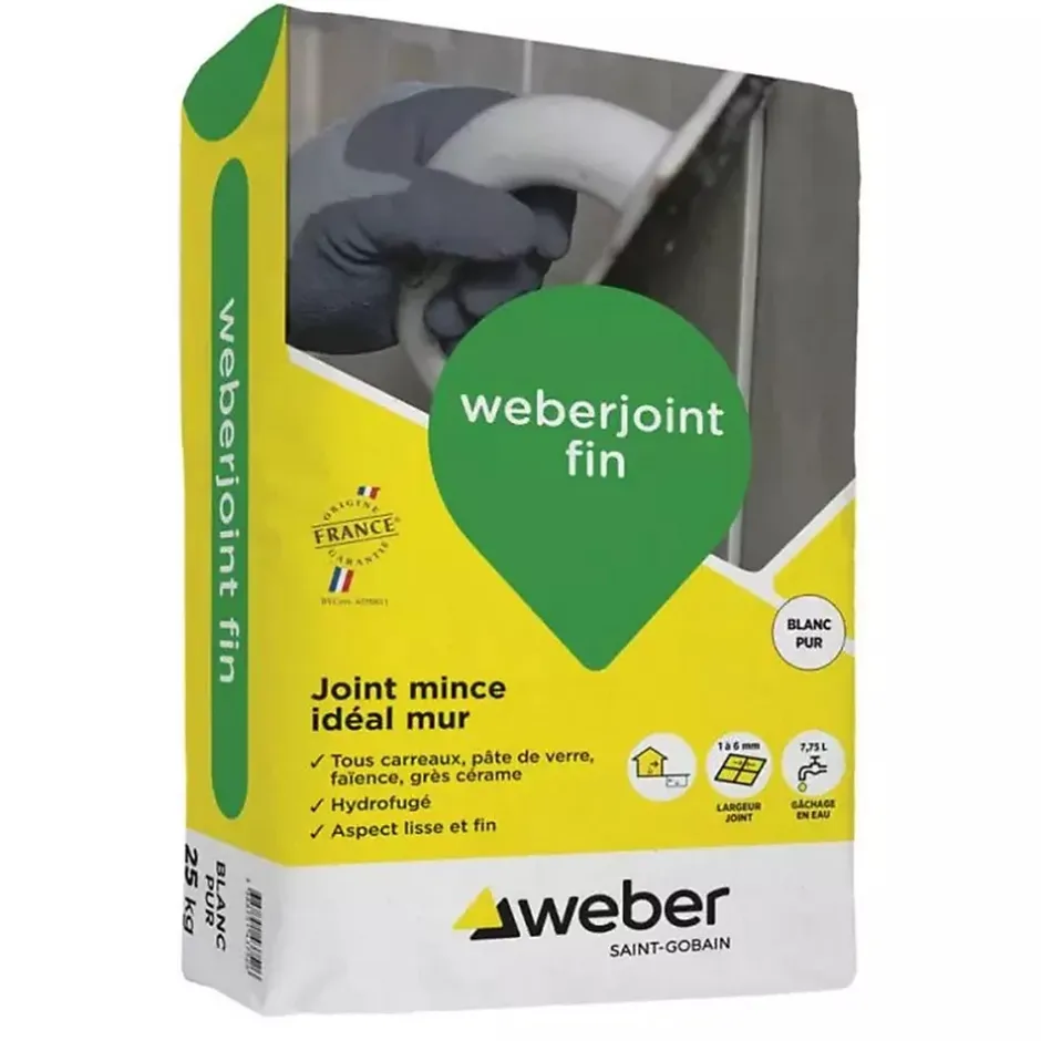 Weber Mortier pour joints carrelage joint fin - Sac de 5 Kg - GRIS CIMENT