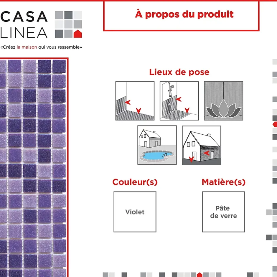 Casa Linéa MOSAIQUE LAVANDE PAPIER 2 x 2 x 0,38 CASA LINEA