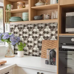 Mat Inter Mosaique aluminium Mercure argent L. 26 x l. 30 cm