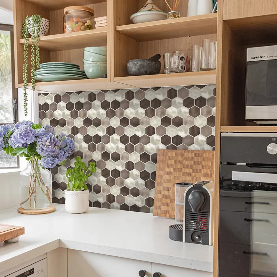 Mat Inter Mosaique aluminium Mercure argent L. 26 x l. 30 cm