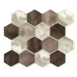 Mat Inter Mosaique aluminium Mercure argent L. 26 x l. 30 cm