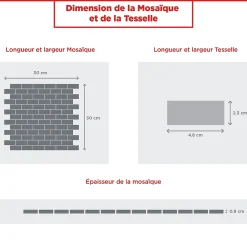 Casa Linéa MOSAIQUE BRIQUETTE 1 PLAQUE 30 x 30 CM CASA LINEA
