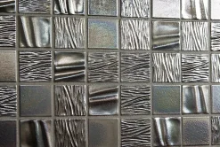 Carrelage Signature Mosaique de Ceramique 4,7 X 4,7 Cm Noire Relief Vague - vendu par plaque de 30X30 cm -