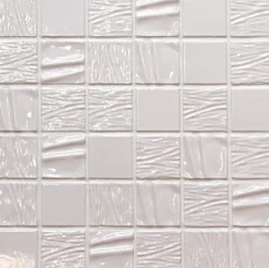Mosaique de Ceramique 4,7 X 4,7 Cm Blanche Relief Vague - vendu par plaque de 30 X 30 cm --Carrelage Signature Discount