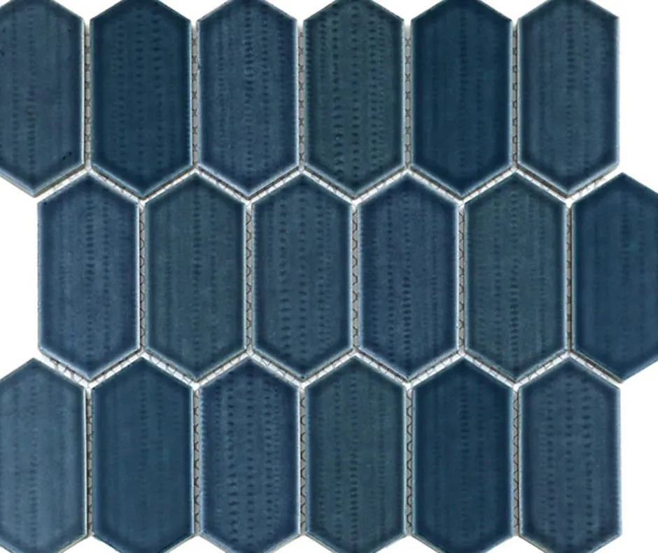 Mosaique de Ceramique Noire Hexagone Long - vendu par plaque de 29,6X25,6 Cm --Carrelage Signature Clearance