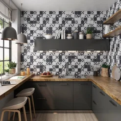 Carrelage Signature Mosaique de Ceramique 10X10 cm - Decor Type Carreau Ciment - vendu par plaque de 30,7X30,7 cm -